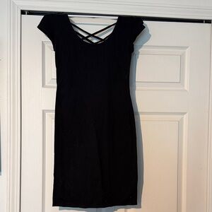 Decree Black Mini Dress with Crisscross Back